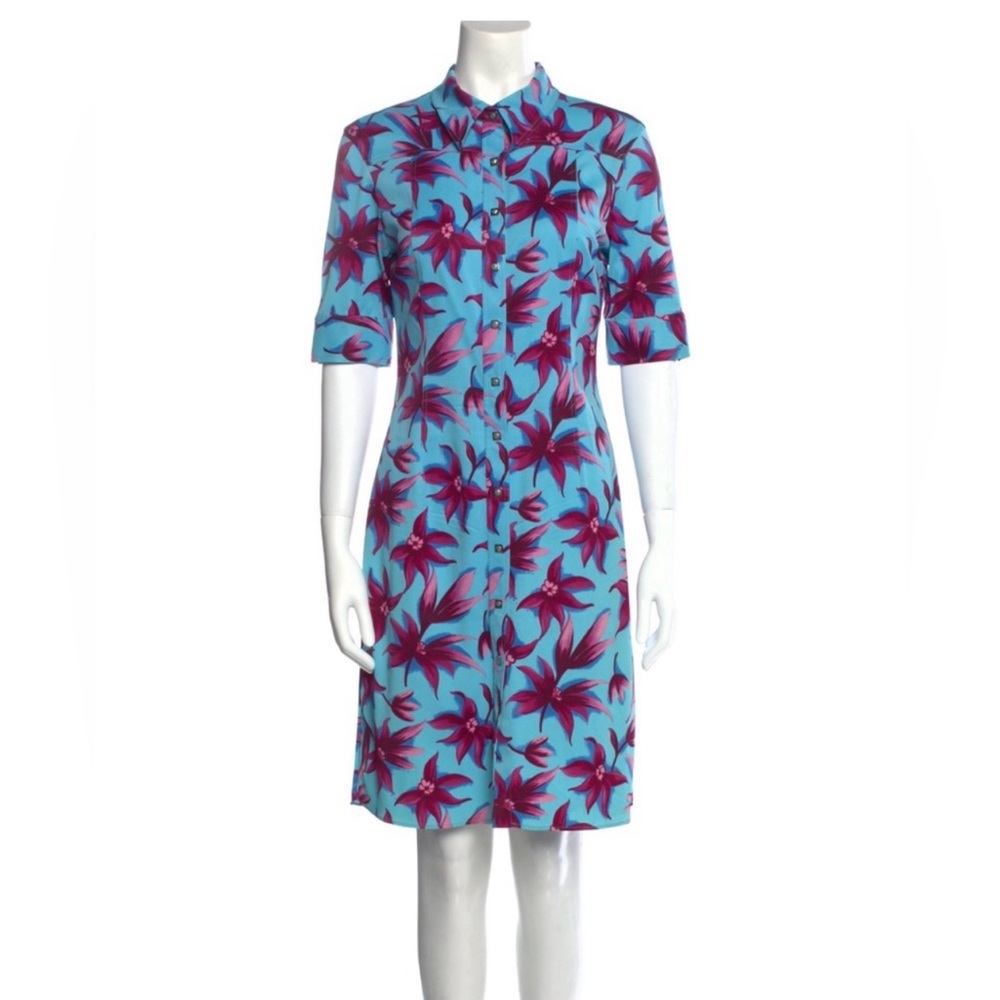 Versace Jeans Shirtdress Floral Print Button Down Dress